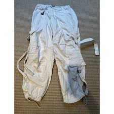 BDG Urban Outfitters White Baggy Cargo Pants D-Ring Utility Straps Womens Small