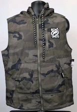 Ecko Untld Vest Mens Sz Large Camo Full Zip Hooded Sherpa Lined Jacket NWT