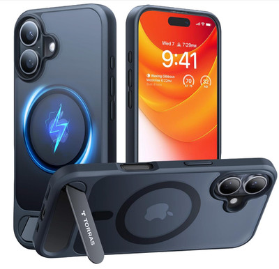 TORRAS For IPhone 16 Case Strong Magnetic & Seamless Stand, Fit For MagSafe, Bla