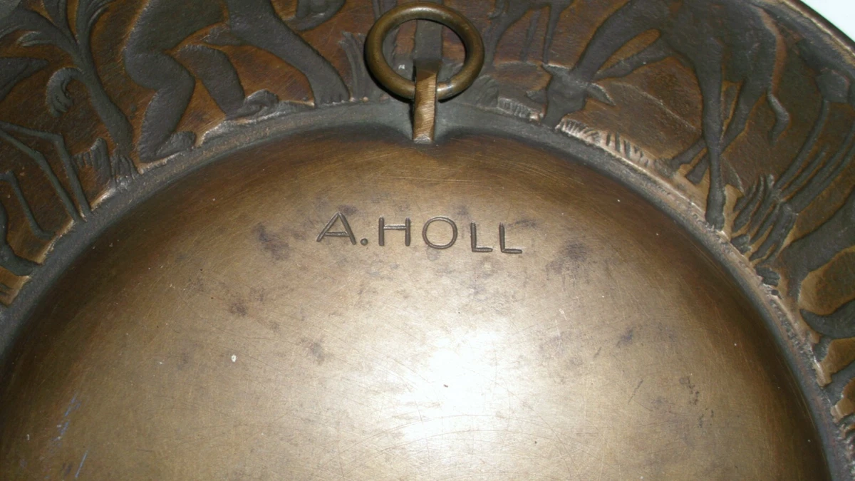 Art Déco Bronze  Wandteller Savanne Albert Holl Schwäbisch Gmünd 1890-1970