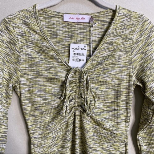 NWT Lisa Says Gah Honeydew Lotta Long Sleeve Ribbed Space Dye Minidress - Picture 3 of 12