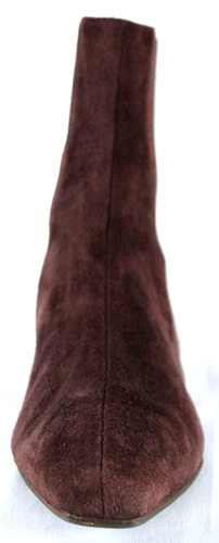 MANOLO BLAHNIK Chocolate Brown Suede Square Toe Flat Ankle Boots 40 - Picture 4 of 9