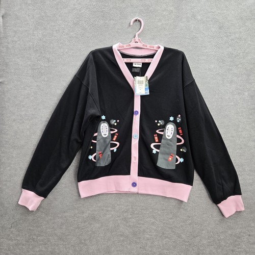 Studio Ghibli Spirited Away Women Cardigan XL Black Pink Hot Topic City Pop NWT