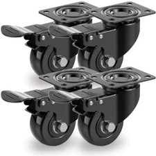 50mm 200kg Heavy Duty Swivel Castor Wheels x 4 Trolley Furniture Casters Rubber