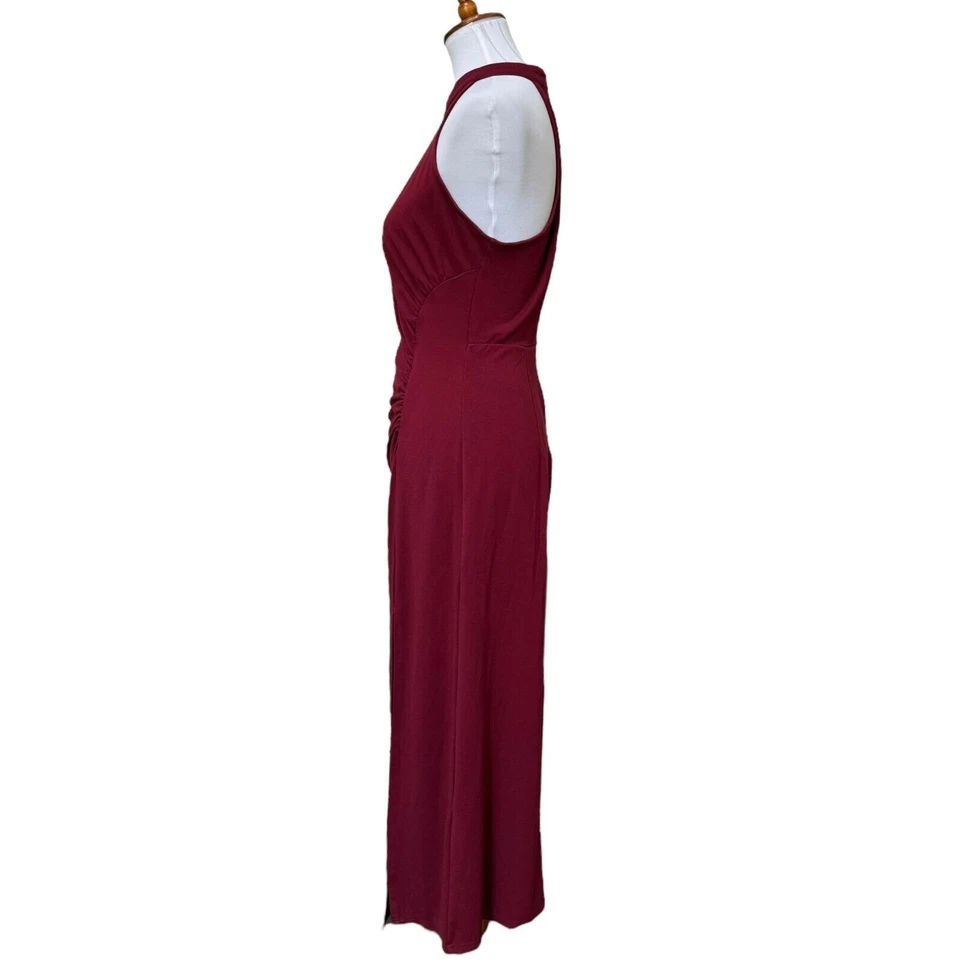 Grace Karin Womens Sheath Dress Red Ruched Sleeveless Halter Zip Elegant Large - Image 4 of 4