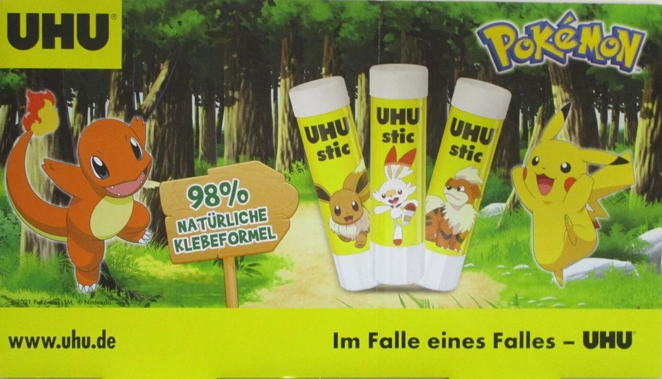 UHU Stic Klebestift Sonderedition Pokemon 8,2 Gramm, 21 Gramm oder 40 Gramm