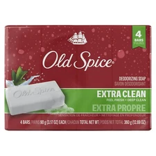 Old Spice Deodorizing Bar Soap Extra Clean Fresh & Deep Clean 3.17 oz. 4 Bars