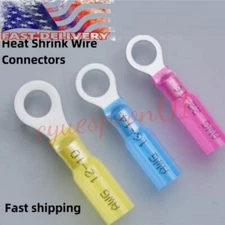 Heat Shrink Electrical Wire Connectors Ring Spade Crimp Terminals 16-22AWG US