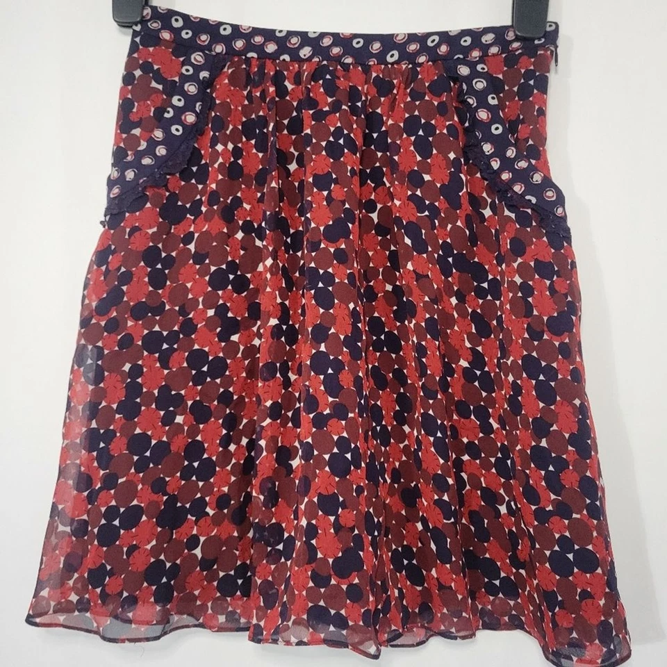 Falda DVF Diane Von Furstenburg Seda Marisa 2/26 Lunares Rojos y Azules. Fluido, bolsillos Foto 2 de 4