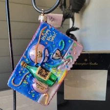 Christopher Radko "TIME OF YOUR LIFE" Happy New Year Postcard Ornament + Box EUC