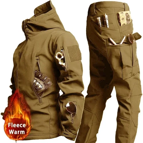 Nuovo set impermeabile per uomo giacca invernale con cappuccio + pantaloni set 2 pezzi - Foto 26 di 42