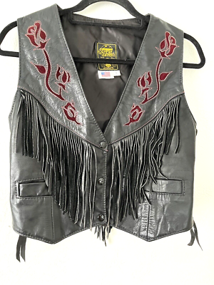 Vintage Gypsy Leather Fringe Vest Women's 8 Western Biker
