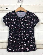 Girls LANDS' END Sz 6X s/s Swim Top Rash Guard Navy Pink Sailboat Print