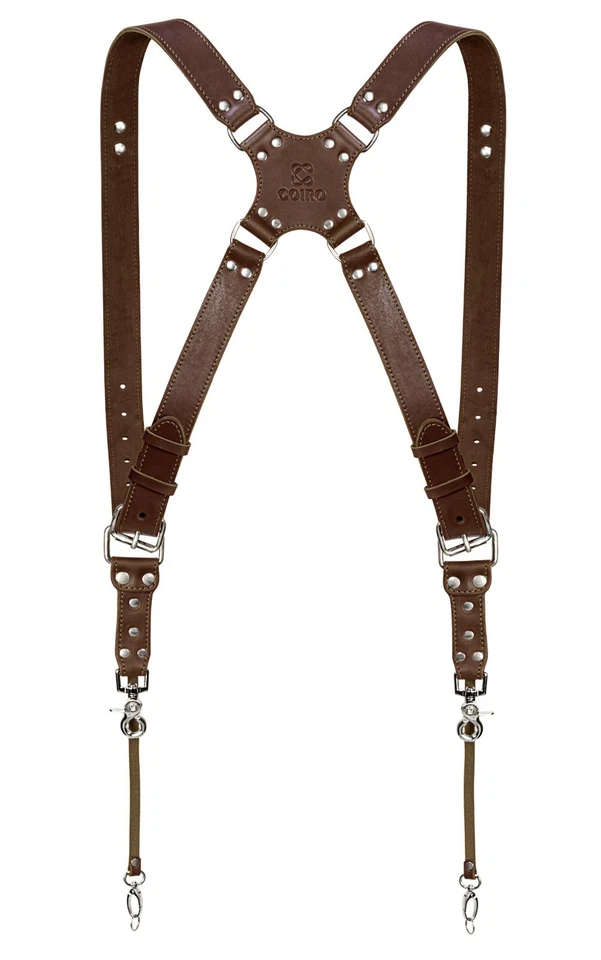Coiro Leather Dual Camera Strap Harness Quick Release Brown Adjustable 508 - Image 3 of 4
