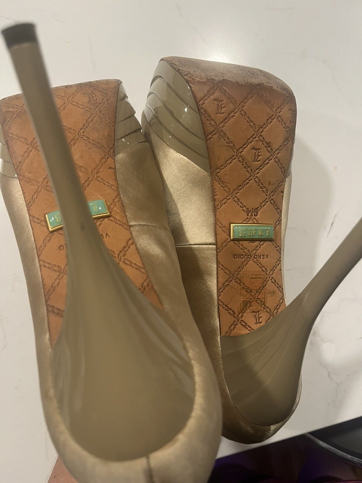 L.A.M.B. Gwen Stefani Z-Project Beige Satin Platf… - image 4