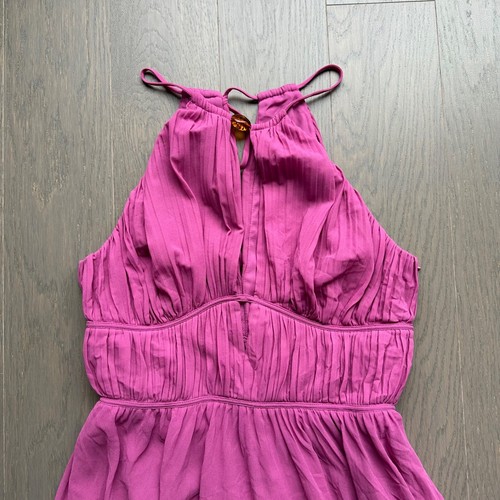 Simkhai Carli Plisse Halter Midi Dress Halter Opera Pink - Size 2 - Picture 4 of 10