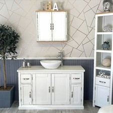 Bathroom Single Vanity Off White Painted Cabinet White Quartz Ceramic Basin 402P