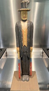 vintage folk art Wooden Hand Carved/painted Patriotic Abe Whirligig 11 1/2” Tall