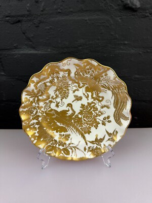 Royal Crown Derby Gold Aves A.1235 kannelierter Salatteller 8,5'' breit XXXIX 1976 1.