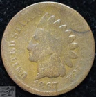 1867 Indian Head Cent, Penny, About Good+ Condition, Free Shipping in USA, C5876