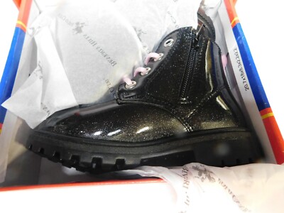Beverly Hills Polo Club Girls Casual Boots Black Glitter Size 10