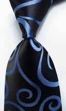 New Classic Paisley Black Blue JACQUARD WOVEN 100 Silk Men's Tie Necktie
