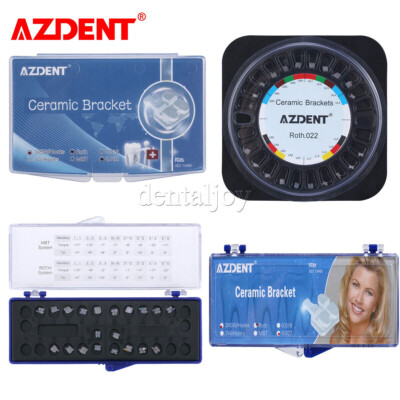 AZDENT Dental Orthodontic Ceramic Brackets Braces Roth MBT 022 /018 Hooks 345