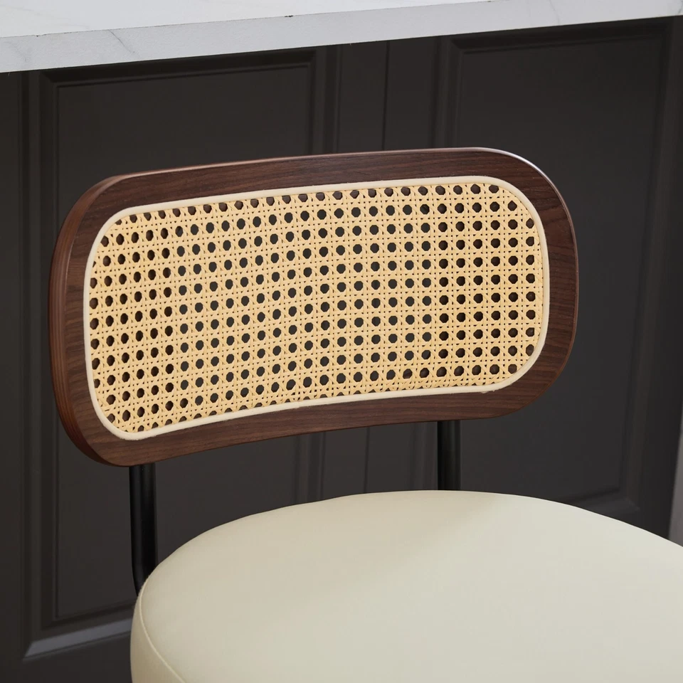 Swivel Walnut Barstool Counter Height Set of 3 Dining Bar Stool Kitchen Island - Image 3 of 4