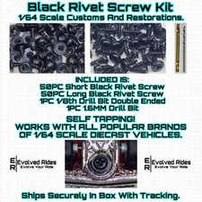 Black Rivet Screw KIT SELF TAP For 1/64 Scale Customs Restorations