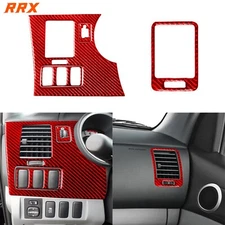 4Pcs Red Carbon Fiber Dashboard Air Vent Outlet Cover For Toyota Tacoma 2005-15