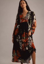 Farm Rio Long Sleeve Floral Maxi Dress Sz XS NWOT