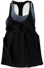 TYR Blue Black Heather Sports Bra Black Tank Top Activewear Womens 8