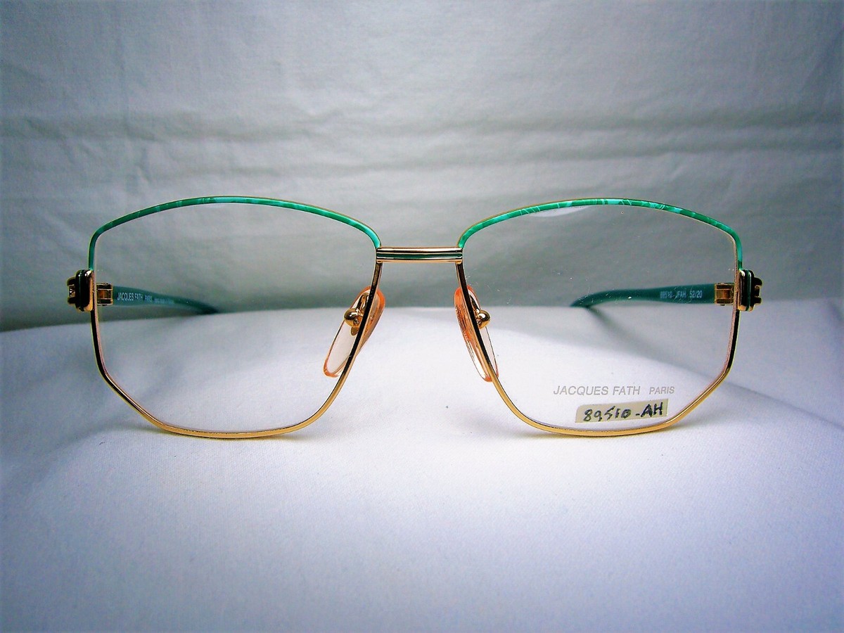 Vtg Jacques Fath Logo Sunglass Frames Jacques Fath, luxury eyeglasses, Aviator, Gold plated, oval  main image 4