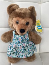 Vintage Dakin 1978 Brown Bear Plush Floral Dress Nature Babies New W Tag