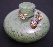 Jay Strongwater Glass Mini Vase With Enamel And Jeweled Acorn