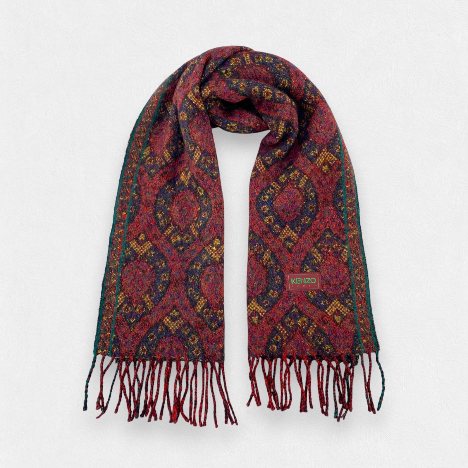 Vintage Kenzo Scarf Muffler Neck Wrap Scarf Wool Cashmere Unisex Scarves