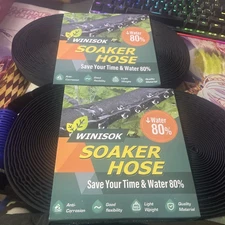 Winisok Soaker Hose Flat 2-50 FT Garden Bed Hoses Heavy Duty Water Saver