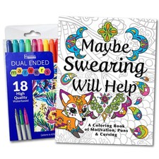 Coloring Book for Adults Relaxation with Markers in a Case Motivational Swe...