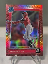 2021 Donruss Optic 110/110 Jose Garcia Red Dragon Scale Prizm Rated Rookie Card. rookie card picture