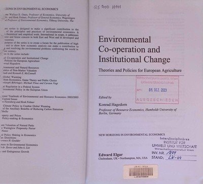 Environmental Co-Operation and Institutional Change: Theories and Policies for E