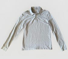 Burberry Brit Long Sleeve Polo Shirt Mens M Tan 100 Cotton Made in Turkey