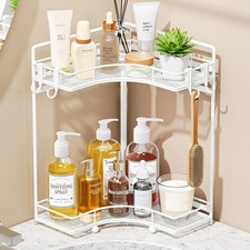 2-Tier Corner Bathroom Counter Organizer, Bathroom Countertop Organizer Storage