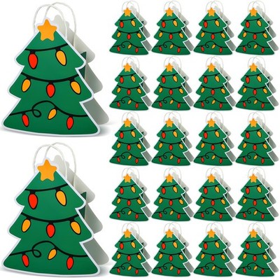 24 PCS Christmas Paper Bags Handle Reusable Tree Container Shape Gift Bags