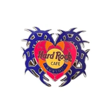 Hard Rock Cafe Boston Heart Shaped Pin Badge Red Yellow Blue Black Collectible