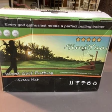 NEW Perfect Practice 9'6" Indoor Golf Putting Mat w/ Ball Return-Wood Portable