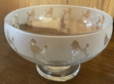 Milford Collection - Ätzglas - Pudel Hund - Obstnapf mit Fuß 