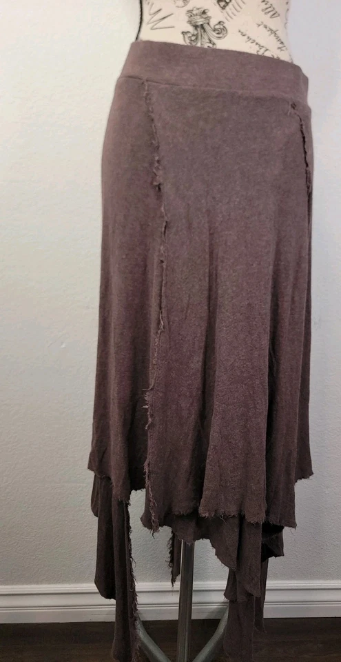 Bordeaux Handkerchief Skirt Womens SZ Medium Brown Gray Asymmetric Boho - Image 2 of 4