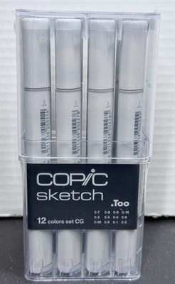 Copic Sketch Markers 12 pc set of Cool Gray ~ Brand New Sealed