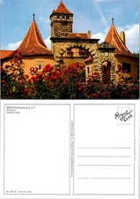 Germany Bavaria Rothenburg ob der Tauber Roeder Gate Red Flowers VTG Postcard