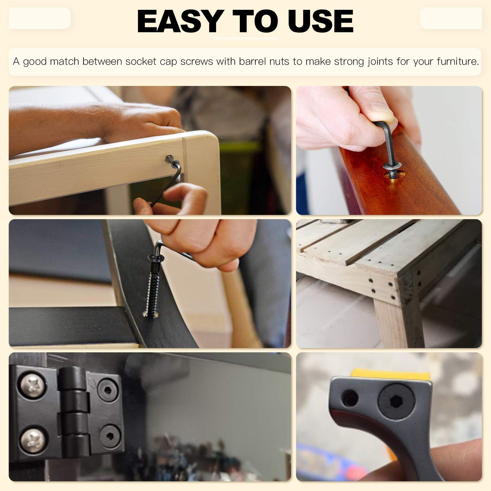 PONY 181Pcs M6 x 15 80mm Viti per Presepe Kit di Ricambio Hardware Zincato Calza Esagonale...